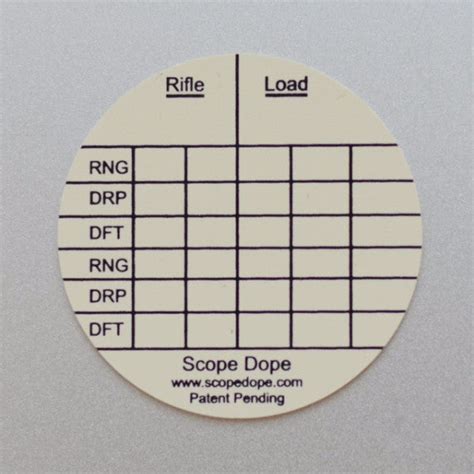 Printable Scope Dope Card